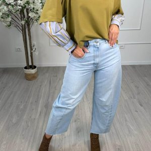 Haveone Jeans Donna Ampia Gamba Dritta Light Denim